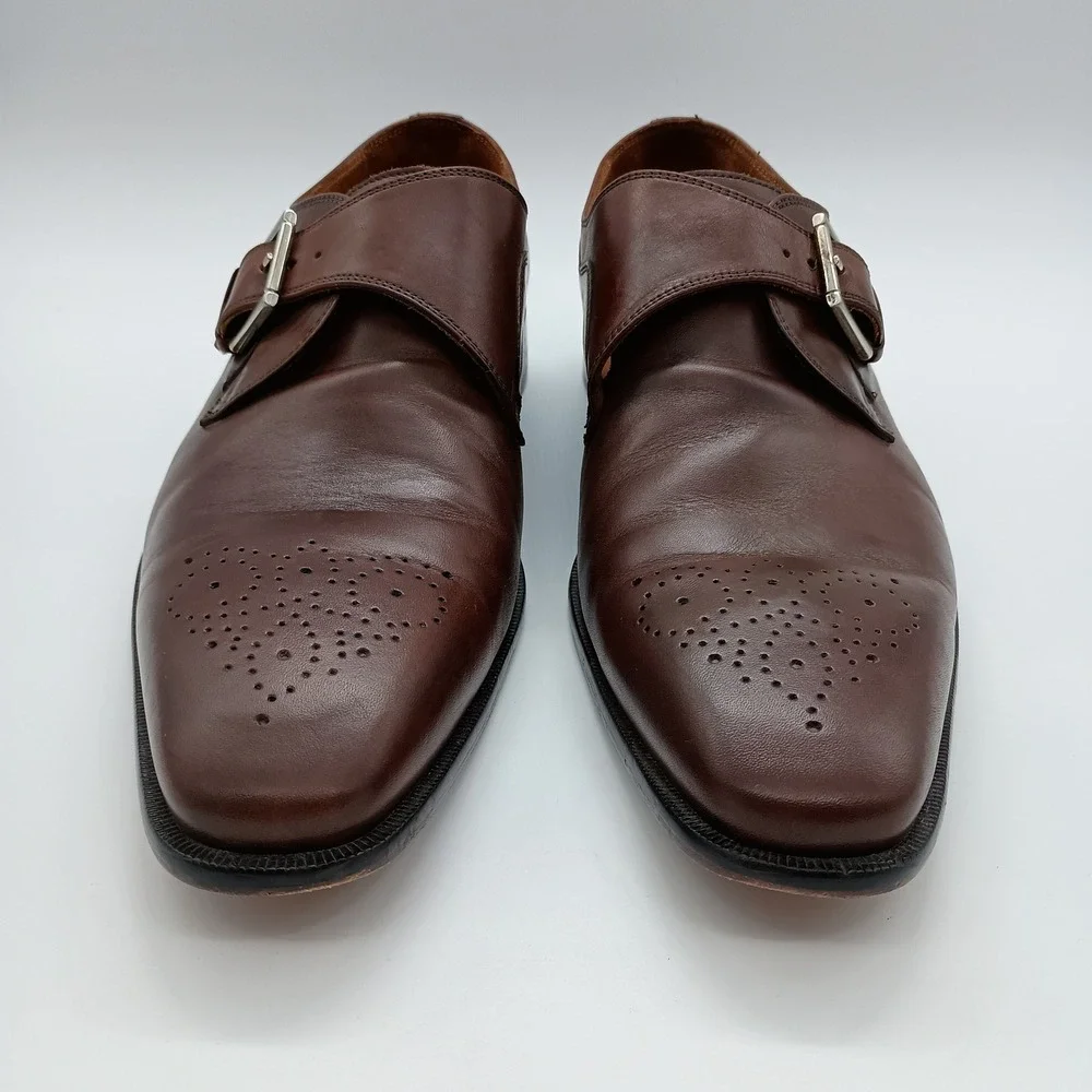 Broletto Mens Brown Leather Single Monk Strap Shoes Made in Italy 11.5 M - Picture 3 of 10